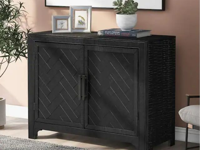 Lot 96-145268 - Harper &amp; Bright DesignsBlack MDF 40 in. Vintage Sideboard, Storage Cabinet with Adjustable Shelf...
