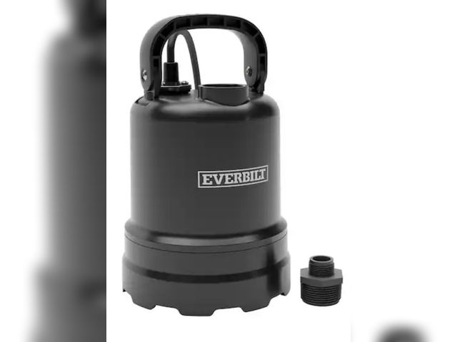 Lot 96-219035 - Everbilt
1/3 HP Submersible Aluminum Utility Pump
Open box 
Appears lightly Used Untested 
Msrp $159...