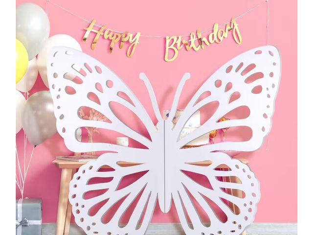 Lot 96-177518 - Large Wooden Butterfly Decor 24 x 28 Inches Standing Wood Decoupage Carved Craft for Weddings Baby S...