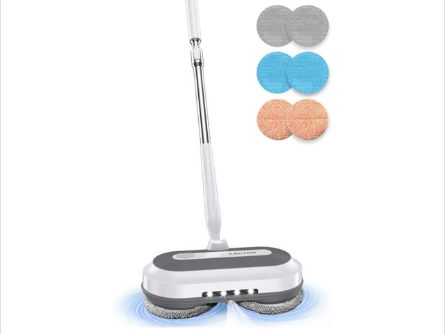 Lot 96-170461 - Cordless Electric Spin Mop, Electric Floor Cleaner with Water Sprayer &amp; LED Headlight, 50mins Wo...
