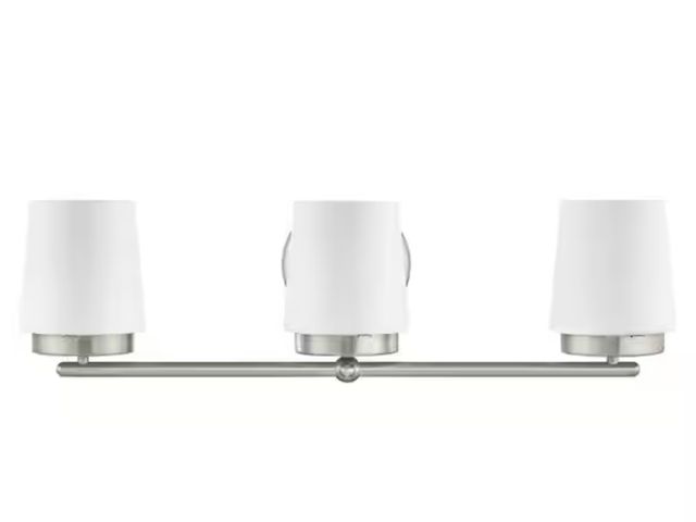 Lot 96-182403 - Hampton Bay
Jackson Park 22 in. 3-Light Brushed Nickel Integrated LED Bathroom Vanity Light Bar with...