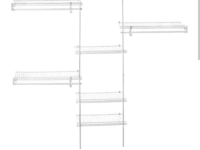 Lot 96-166813 - ClosetMaid 
SuperSlide 5 ft. - 8 ft. 13 in. D x 96 in. W x 96 in. H Metal White Steel Closet System ...