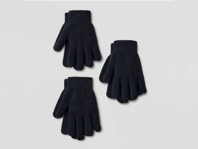 Lot 96-157033 - Kids' 3pk Gloves - Cat &amp; Jack Black One Size
New
