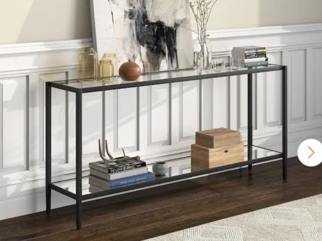 Lot 96-157208 - Meyer&amp;Cross 
Hera 64 in. Brass Rectangle Glass Console Table New MSRP $185