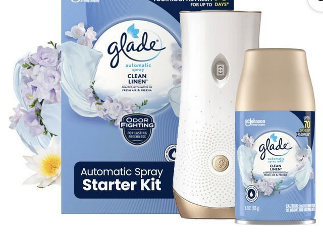 Lot 96-182169 - Glade Automatic Spray Air Freshener Starter Kit, 1 Holder and 1 Refill, Mothers Day Gifts, Clean Lin...