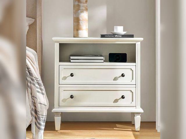 Lot 96-160303 - HULALA HOME Nightstand with Charging Station, Transitional End Table with USB Ports &amp; Outlets, F...