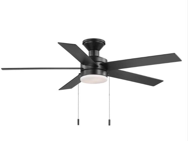 Lot 96-171952 - Hampton Bay Caltris 52 in. Integrated LED Indoor/Outdoor Matte Black Ceiling Fan with Light and Pull...