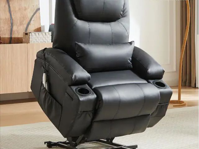 Lot 96-201371 - Bestier
35 in. W Black Power Lift Recliner Chair with 8-Point Massage and Heating,Living Room Chair ...