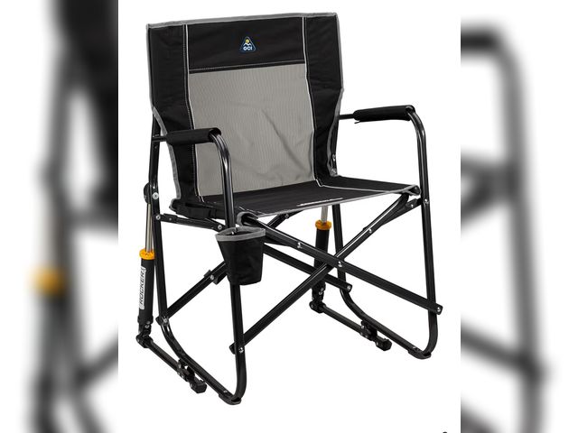 Lot 96-176693 - GCI OUTDOOR Freestyle Rocker Outdoor Rocking Chair with Beverage Holder
Unused, but has box damage s...