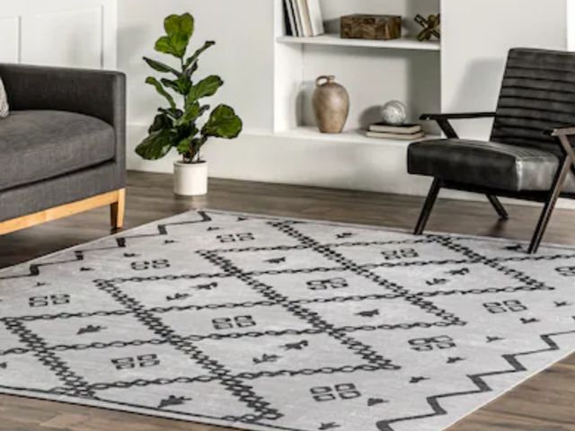 Lot 96-190204 - nuLOOM Celesta SpinClean Bohemian Trellis Machine Washable 5ft. x 8ft. Ivory Area Rug New