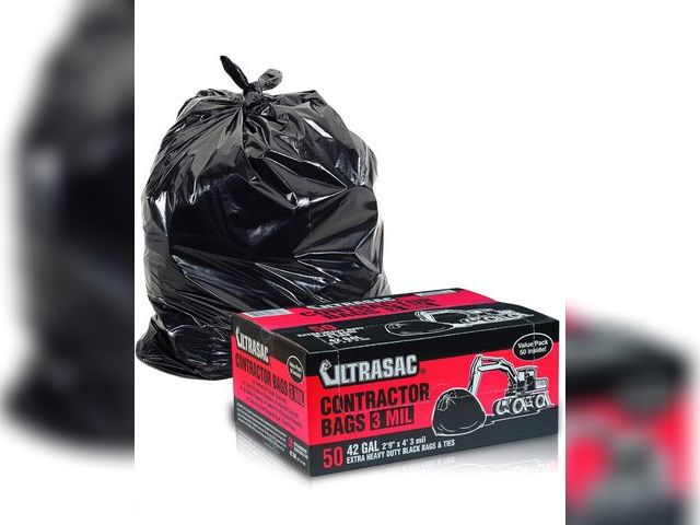 Lot 96-179473 - Ultrasac Heavy Duty Contractor Bags (VALUE 50 PACK/w TIES), 42 Gallon, 32.75" X 47" - 3 MIL Thick La...