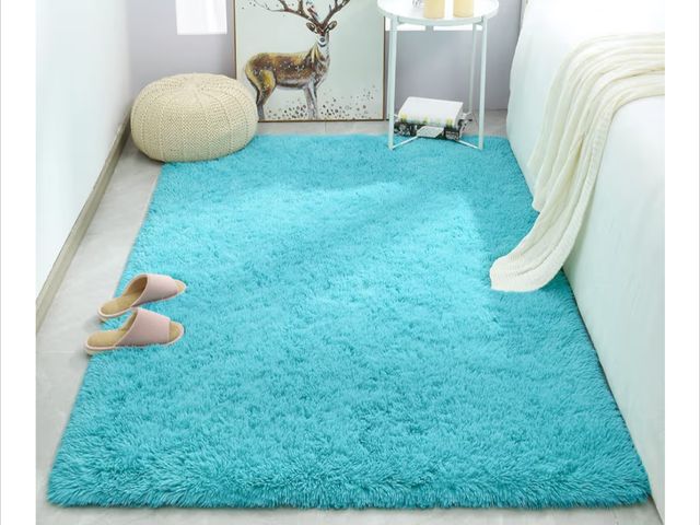 Lot 96-187795 - Merelax Soft Fluffy Blue Shaggy Area Rug for Bedroom Boys Kids Room, Comfy Plush Nursery Teal Blue C...