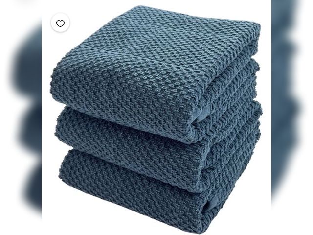Lot 96-233284 - Serafina Home Textured Blue Kitchen Dish Towels 100% Cotton Cloth Soft Cleaning Drying Absorbent Ter...