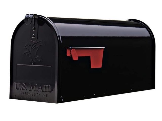 Lot 96-221990 - Architectural Mailboxes
Elite Black, Medium, Steel, Post Mount Mailbox New, slight dent on corner of...
