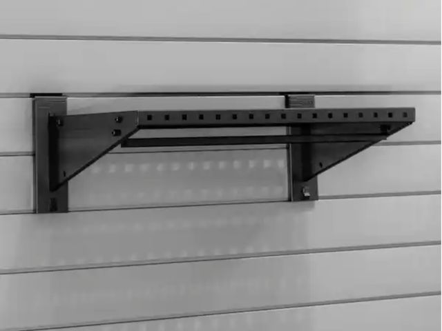 Lot 96-211293 - Proslat

Stealth Heavy Duty Metal Shelf with Clothing Pole 24 in. W x 16 in. D Slat Wall Panel Acces...