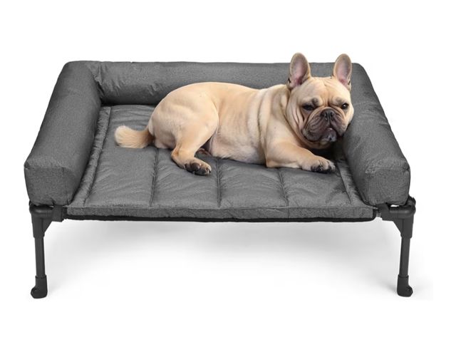 Lot 96-180582 - Veehoo Cooling Elevated Dog Bed Add Removable Waterproof Bolster Cushion Mat, Raised Pet Cot with Br...