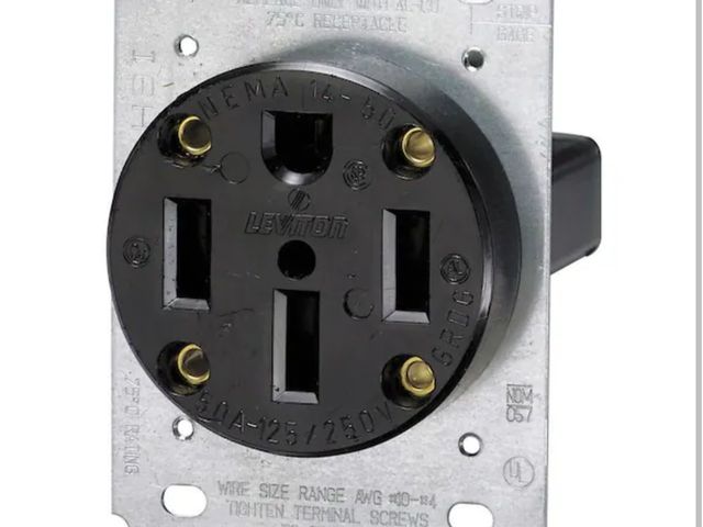 Lot 96-227755 - Leviton 50 Amp Flush Mount Shallow Single Outlet, Black 279-S00 New
