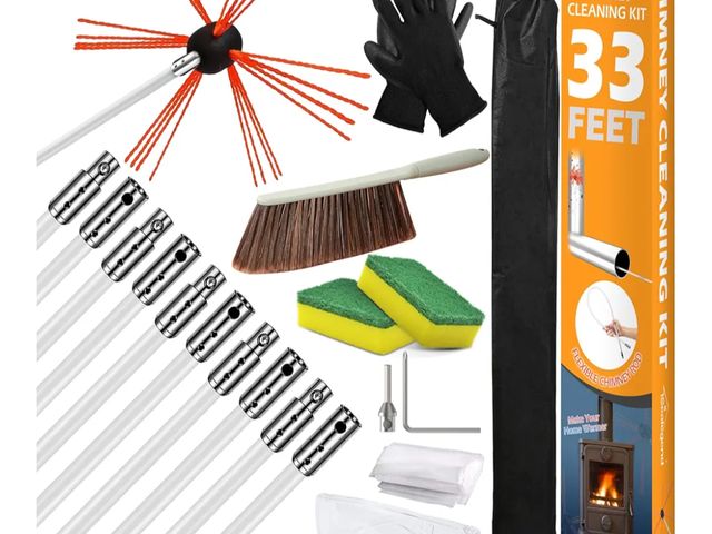 Lot 96-175990 - Sealegend 33 Feet Chimney Cleaning Kit Chimney Brush, Chimney Sweep Kit and Chimney Cleaning Logs Fi...