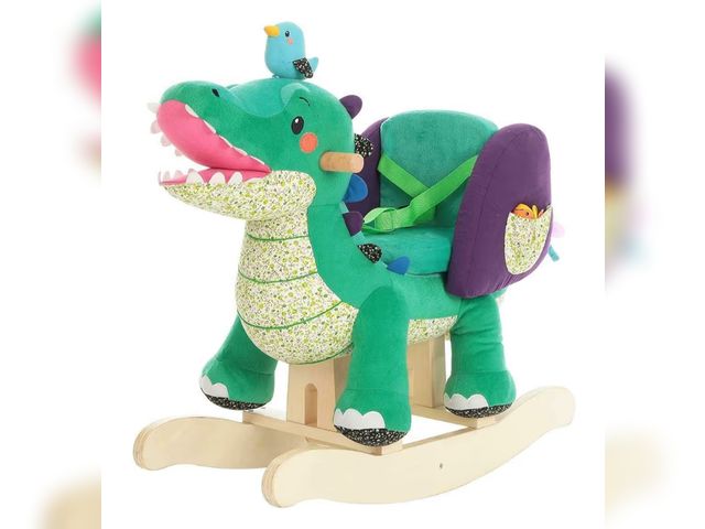 Lot 96-182928 - labebe Child Rocking Horse Toy, Stuffed Animal Rocker, Green Crocodile Plush Rocker Toy for Kid 6 Mo...