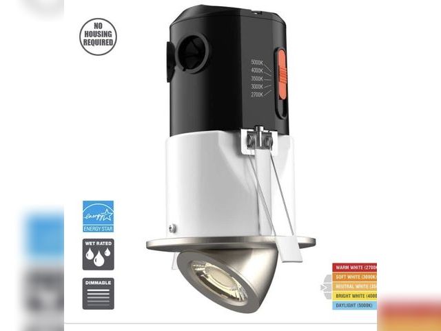 Lot 96-1951120 - Commercial Electric
Premium Downlight 3 in.
2700K - 5000K Brushed Nickel New Construction/ Remodel R...