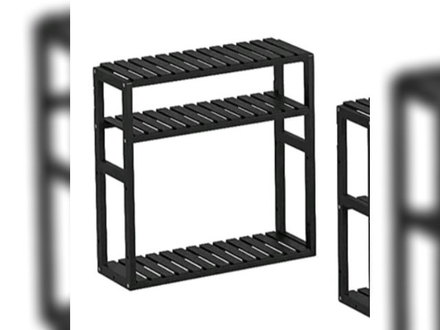 Lot 96-232720 - Bamworld Bamboo Bathroom Shelves Organizer Towel Rack for Storage Black Adjustable 3 Tiers Floating ...