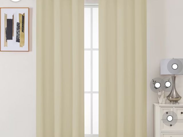 Lot 96-230880 - Biscotti Beige Blackout Curtains 84 Inches Long 2 Panels, Thermal Insulated Noise Reducing Grommet W...