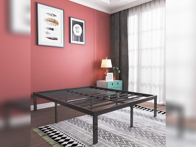 Lot 96-178624 - California King Platform Bed Frame- 16 Inch Heavy Duty Strong Steel Mattress Foundation- Solid Sturd...