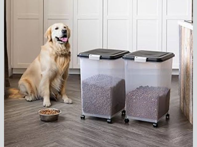 Lot 96-176855 - Appears to be Dog Food Storage Container 2 Pack, size unknown, no scoops, appears unused, has some s...
