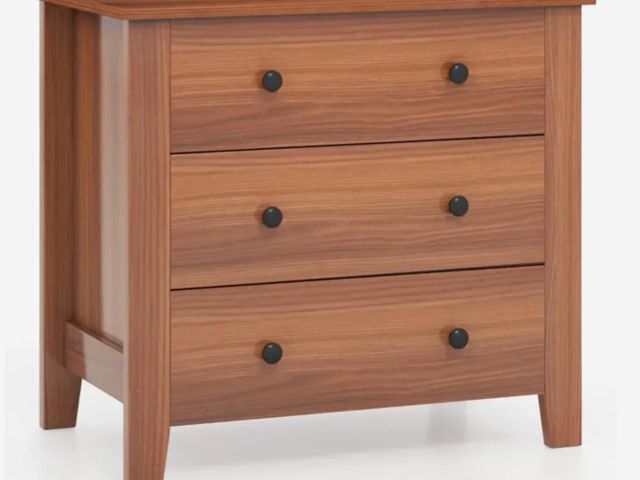 Lot 96-192365 - Costway 3 Drawer Dresser Chest of Drawers Bedside Table New MSRP $249