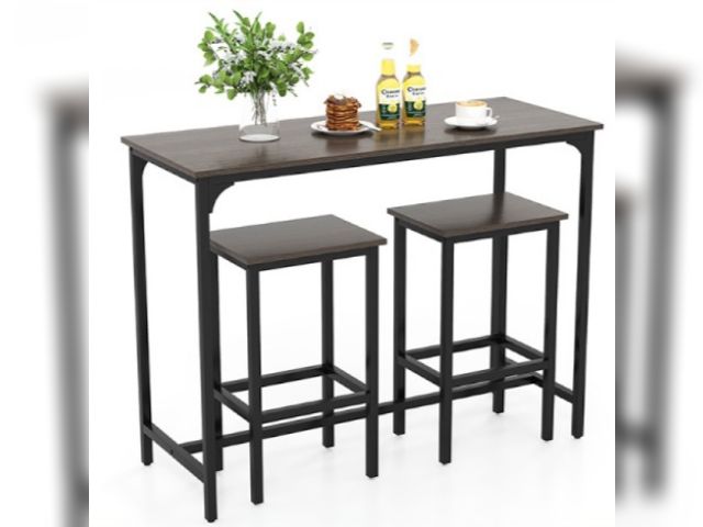 Lot 96-226976 - Costway Industrial 3-Piece 47.5" Counter-Height Dining Table and 2 Bar Stools
Open box 
Loose hardwa...
