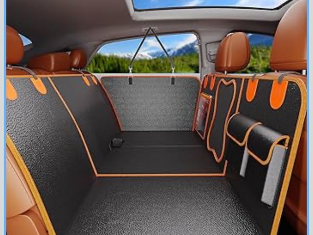 Lot 96-177651 - Dog Car Seat Cover for Back Seat, Upgraded PU Leather Back Seat Extender with Hard Bottom Holds 440l...