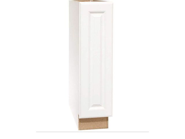 Lot 96-172884 - Hampton Bay Hampton 9 in. W x 24 in. D x 34.5 in. H Assembled Base Kitchen Cabinet in Satin White MS...
