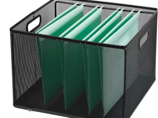 Lot 96-157662 - Mesh Crate File Box 10"x14"x 13.25" Silver - Brightroom™: Hanging File Organizer Storage Bin ( White...