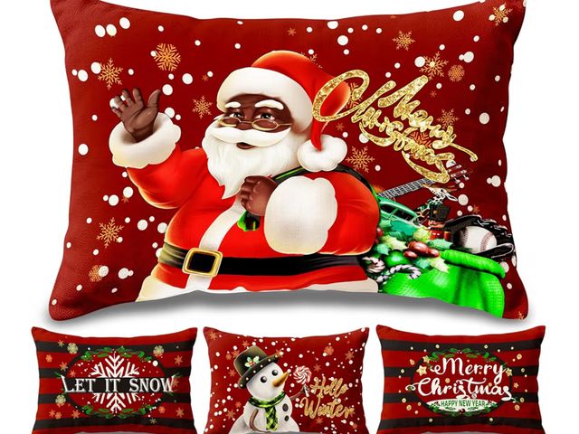 Lot 96-193382 - Approximately 100 Packs of 12x20 Inch Black Santa Christmas Pillow Covers Set of 4, African American...