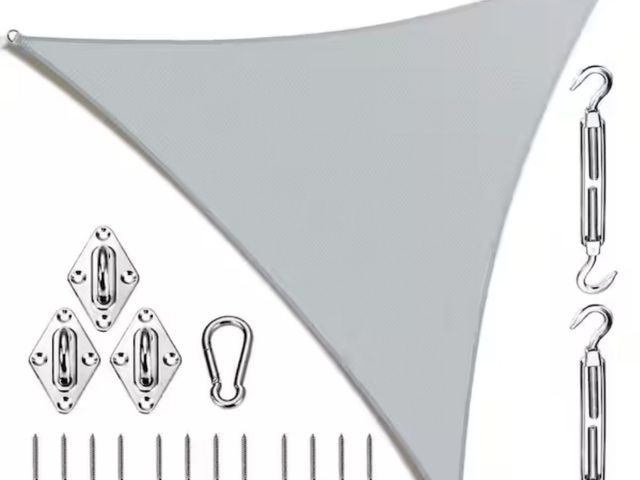 Lot 96-174673 - ROYAL SHADE 10 ft. x 10 ft. x 10 ft. Triangle Sun Shade Sail -Grey
New
Doesn't have hardware Just th...