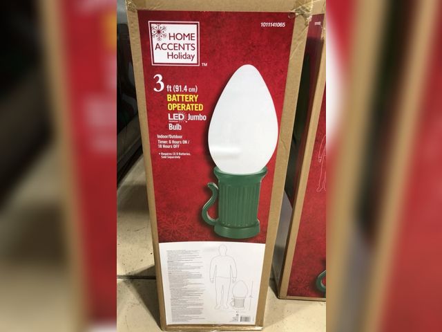 Lot 96-191711 - 3 FT BATTERY OPERATED LED JUMBO BULB white BLOW MOLD HOME DEPOT HOME ACCENTS, White 
New