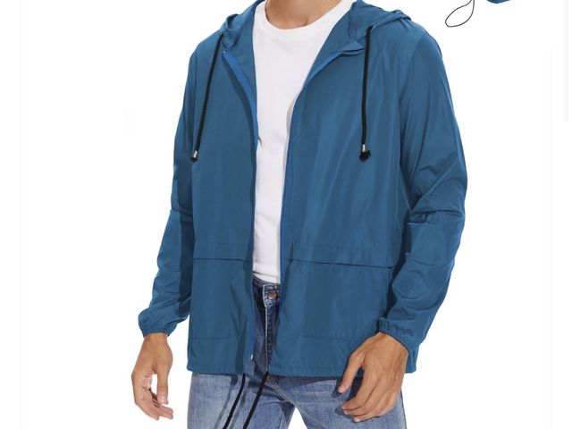 Lot 96-230555 - American Trends Packable Men's Rain Jacket Waterproof Raincoat for Men Lightweight Windbreaker with ...