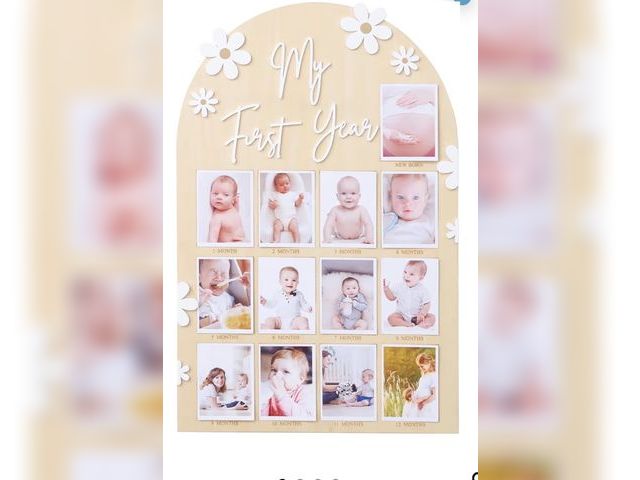 Lot 96-181576 - 1st First Year Photo Board, 12 Month Picture Milestones Board, My First Year Board, Daisy Birthday D...