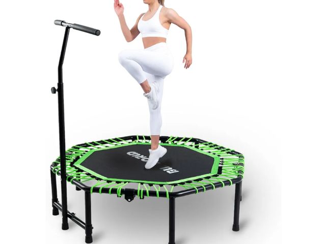 Lot 96-170184 - Fitness Trampoline for Adults - 40"/48" 330 LBS Foldable Rebounder with Adjustable Foam Handle, Quie...