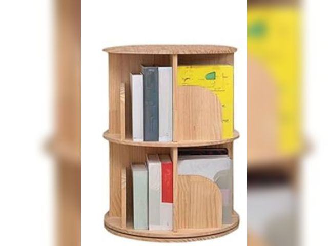 Lot 96-190599 - Rotating Bookshelf, 360 Display 2 Tier Floor Standing Bookcase Storage Rack for Kids&amp;Adult, Wood...