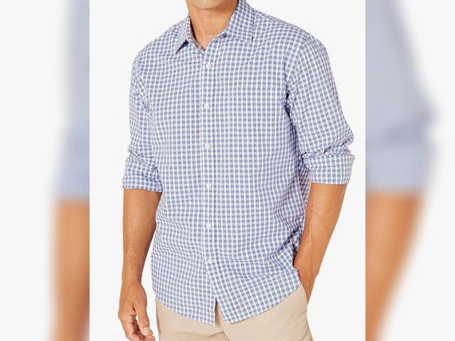Lot 96-165931 - Amazon Essentials Men's Regular-Fit Long-Sleeve ( light blue , plaid ) 

Size : Medium 

New