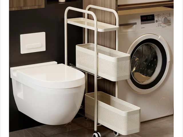Lot 96-170163 - Slim Storage Cart 3 Tier with Pull Out Metal Basket Bathroom Organizer Rolling cart, Installation-Fr...