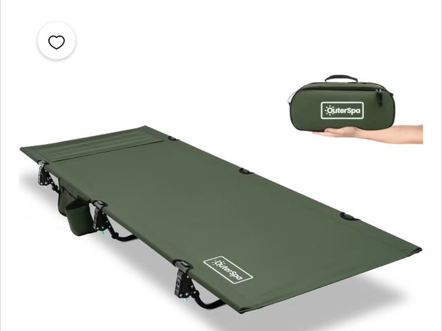 Lot 96-230620 - OuterSpa Portable Camping Cot, Sleeping Cots for Adults, Ultralight Backpacking Cot lightly used unt...