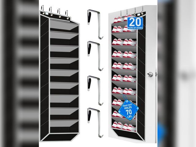 Lot 96-187901 - Heavy-Duty, Over The Door Shoe Organizer, Extra Large 10 Tiers, Over Door Shoe Organizer, Coated Hoo...