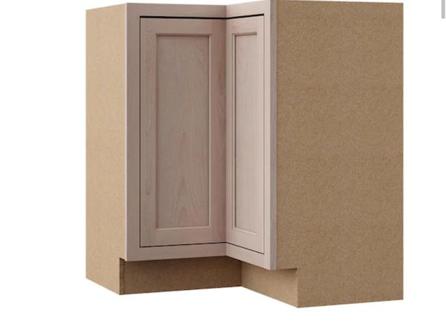 Lot 96-183267 - Hampton Bay Recessed Panel 36 in. W x 16.5 in. D x 34.5 in. H Assembled Corner Lazy Susan Base Cabin...