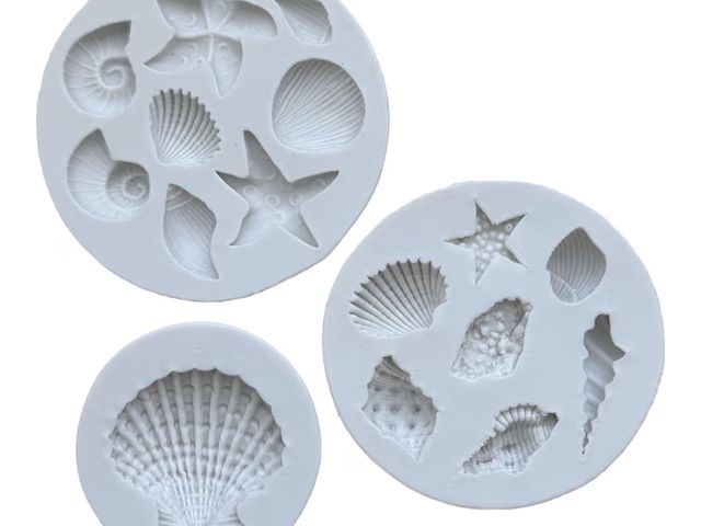 Lot 96-191203 - 3 PCS Marine Theme Cake Fondant Silicone Mold Seashell Conch Starfish Coral Baking Molds for DIY Cak...