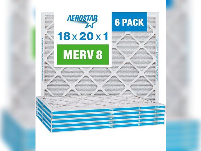 Lot 96-178074 - Aerostar 18x20x1 MERV 8 - 6 Count - High Efficiency Pleated HVAC, Furnace &amp; Air Conditioner Filt...