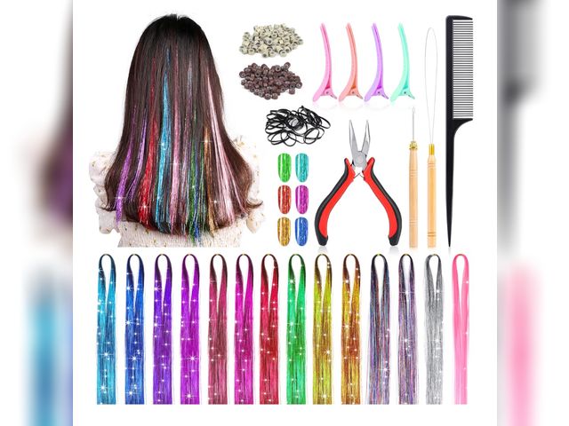 Lot 96-181618 - Hair Tinsel Kit with Tool, Tinsel Hair Extensions for Women Girls, Fairy Hair Tinsel Glitter Sparkli...