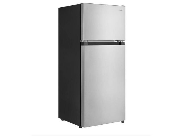 Lot 96-171955 - Vissani 4.5 cu. ft. 2-Door Mini
Refrigerator in Platinum Steel with Freezer MSRP $259 New, small din...