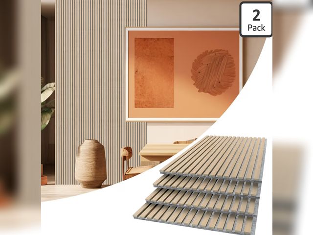 Lot 96-209917 - AKUMAX 2 Pack Acoustic Panels,Wood Slat for Wall and Ceiling-Art Acoustic Foam Panels 96x24Inches 3D...